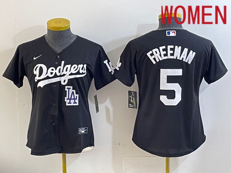 Women Los Angeles Dodgers #5 Freeman Black Game 2024 Nike MLB Jersey style 11216->women mlb jersey->Women Jersey